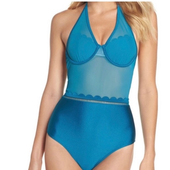 Ted Baker Other - Ted baker London Teal Scallop Mesh One Piece Swim Size Small